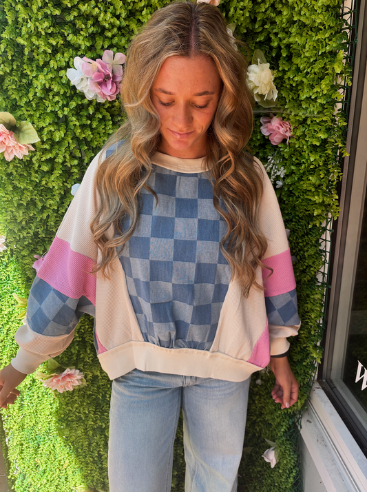 1. NEW Pink Denim Top