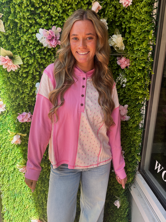 1. NEW Floral Waffle Top